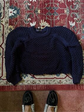 Tuckernuck Navy Chunky Knit Crewneck Sweater. Open knit weave! Light weight.